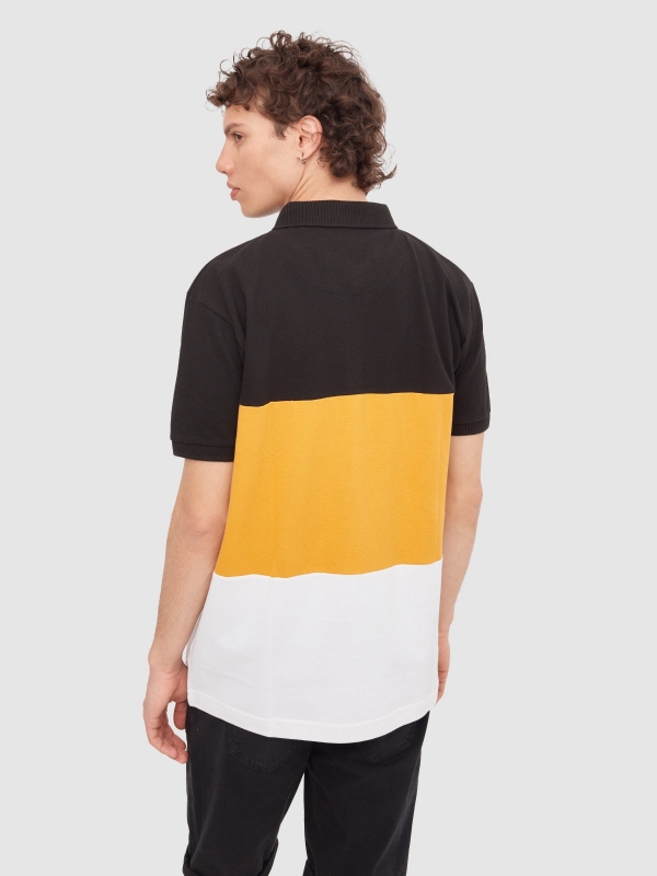 Color Block Polo black middle back view