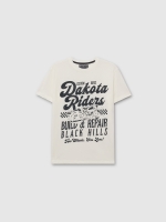 %Pto% Dakota riders short sleeve t-shirt off white front view