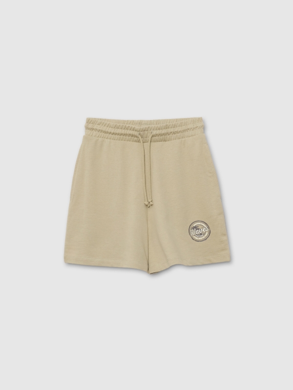  Waves fleece shorts greyish green front view