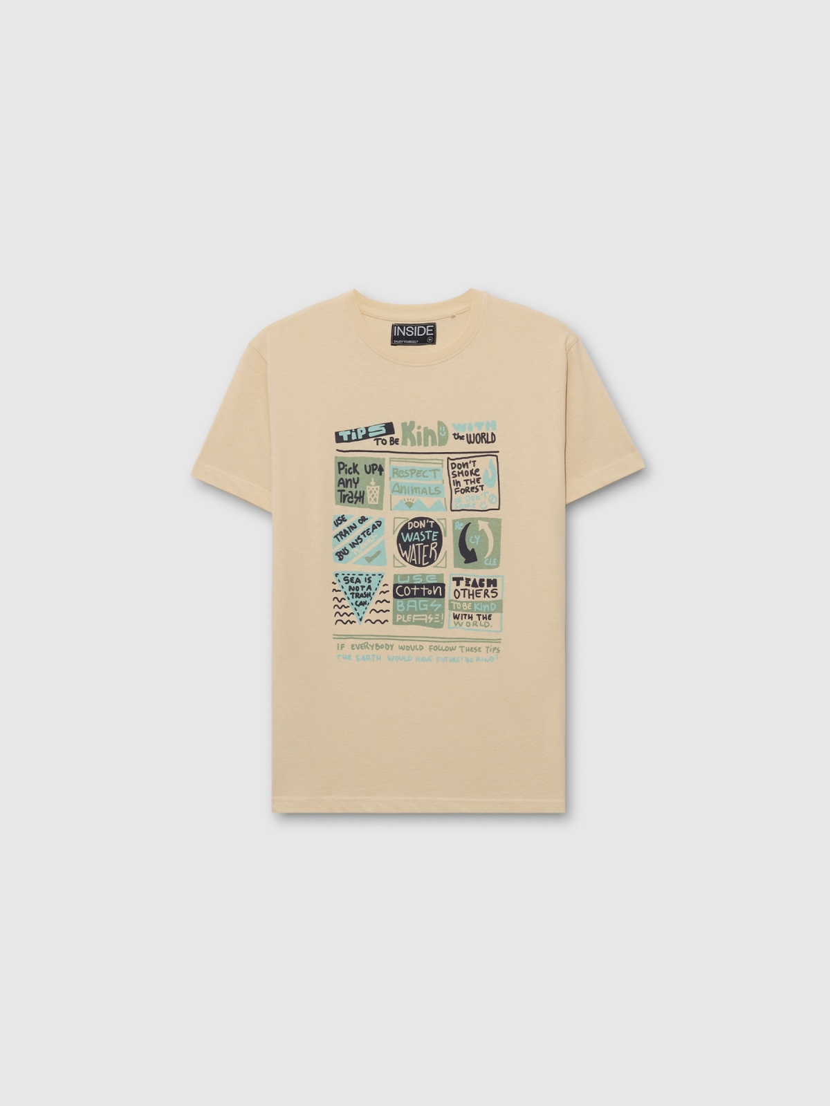  Short sleeve graphic t-shirt sand front view