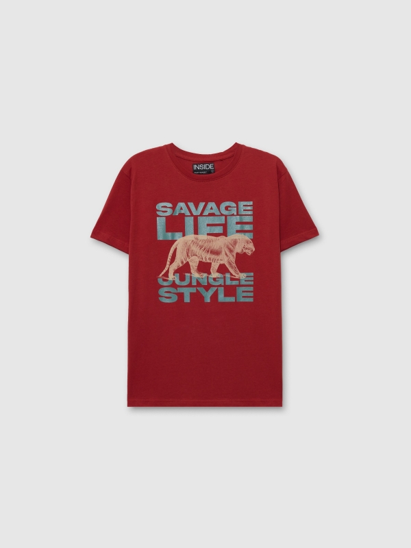  Short sleeve Savage t-shirt brick red front view