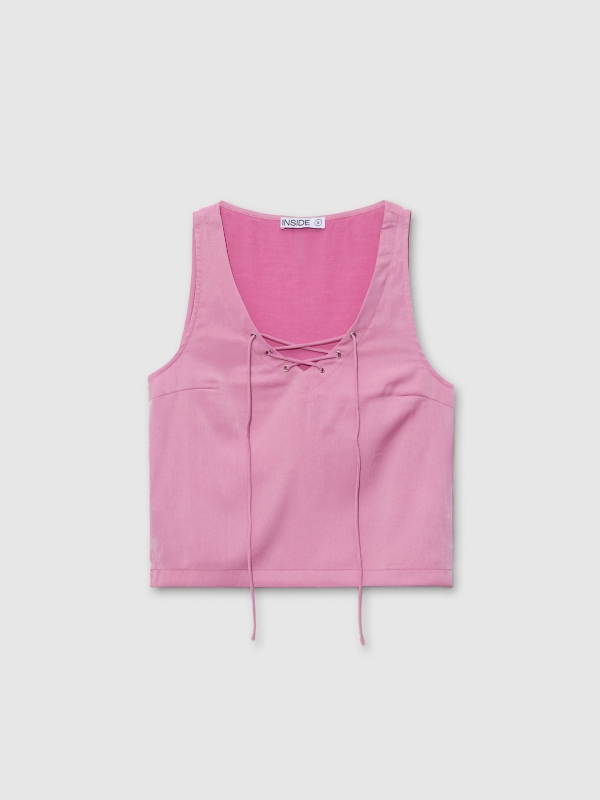  Blusa rosa cordões púrpura pastel vista frontal