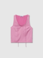 %Pto% Pink blouse with laces pastel purple front view