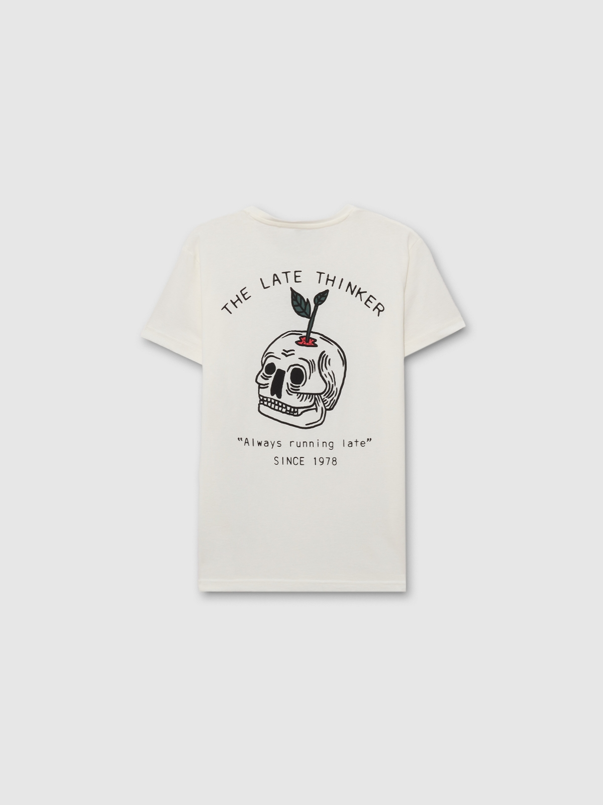  Camiseta manga corta The late thinker blanco roto vista frontal