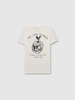 %Pto% Short sleeve t-shirt The late thinker off white front view