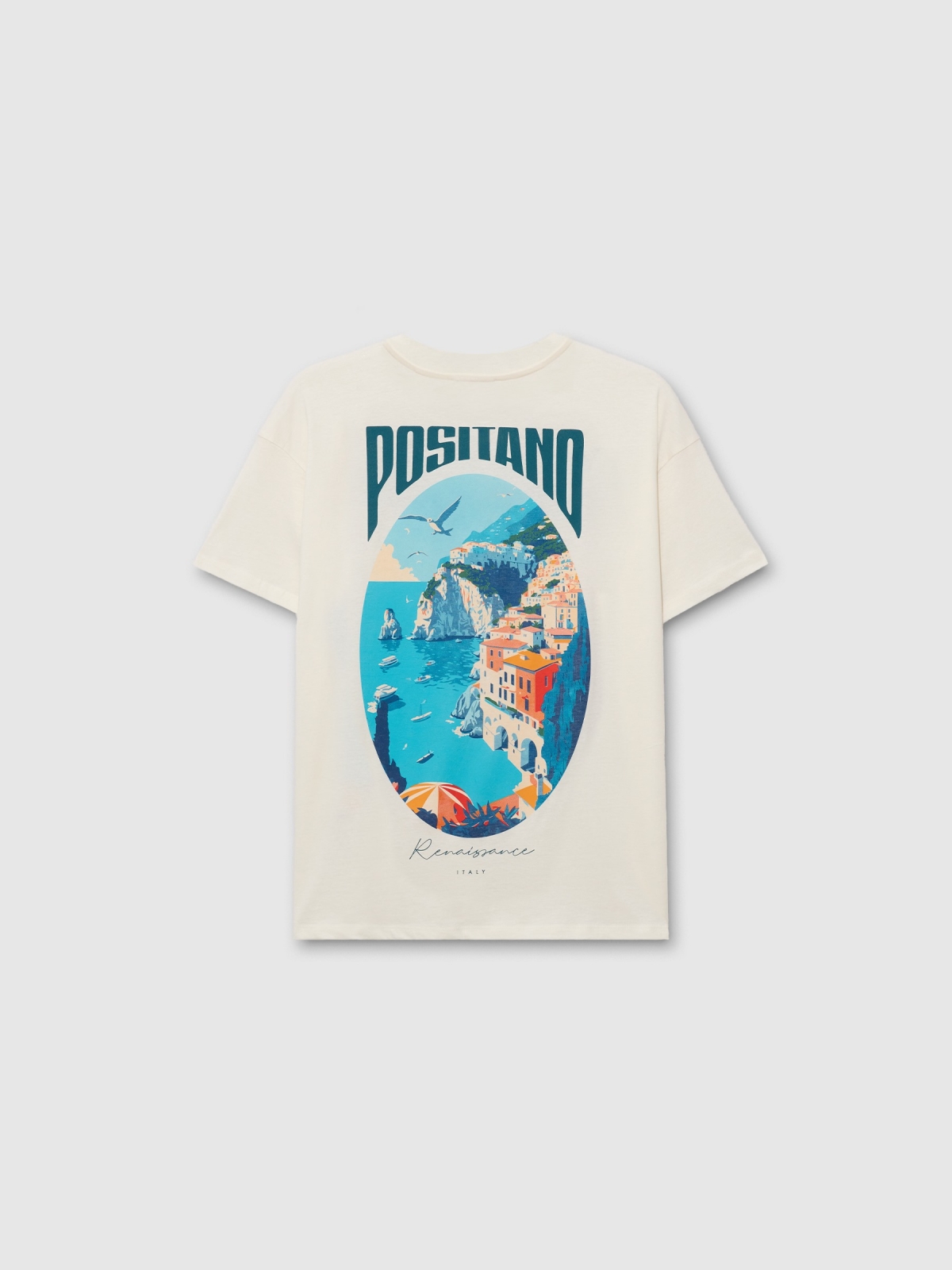  Camiseta manga corta Positano blanco roto vista frontal