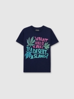%Pto% Camiseta manga corta Desert Island azul marino vista frontal