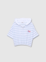 %Pto% Camiseta de manga curta com capuz listrada branco vista frontal