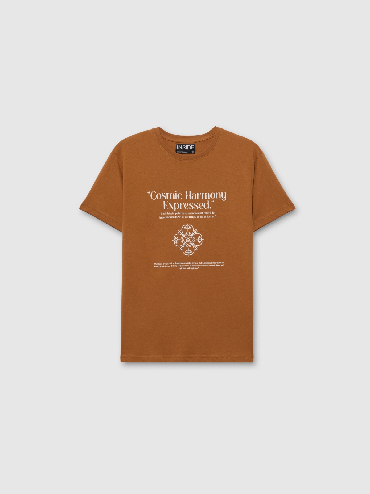  Camiseta de manga curta Cosmic Harmony marrom claro vista frontal