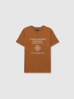 %Pto% Short sleeve t-shirt Cosmic Harmony light brown front view
