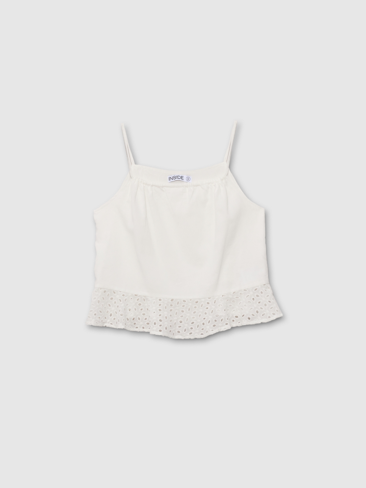  Blusa halter bordado suíço branco vista frontal