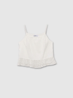 %Pto% Swiss embroidered halter blouse white front view
