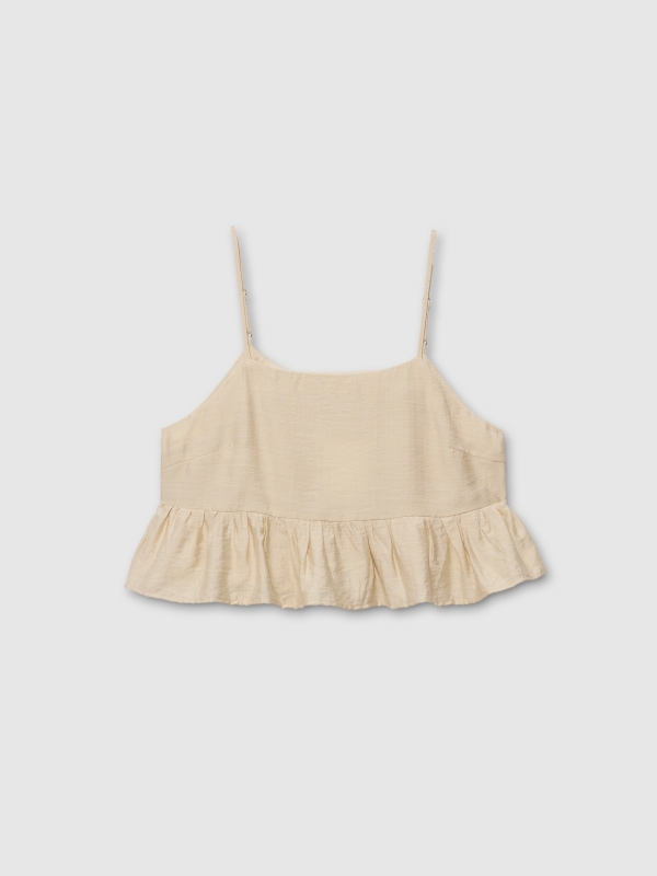  Sandy ruffled strap top sand front view