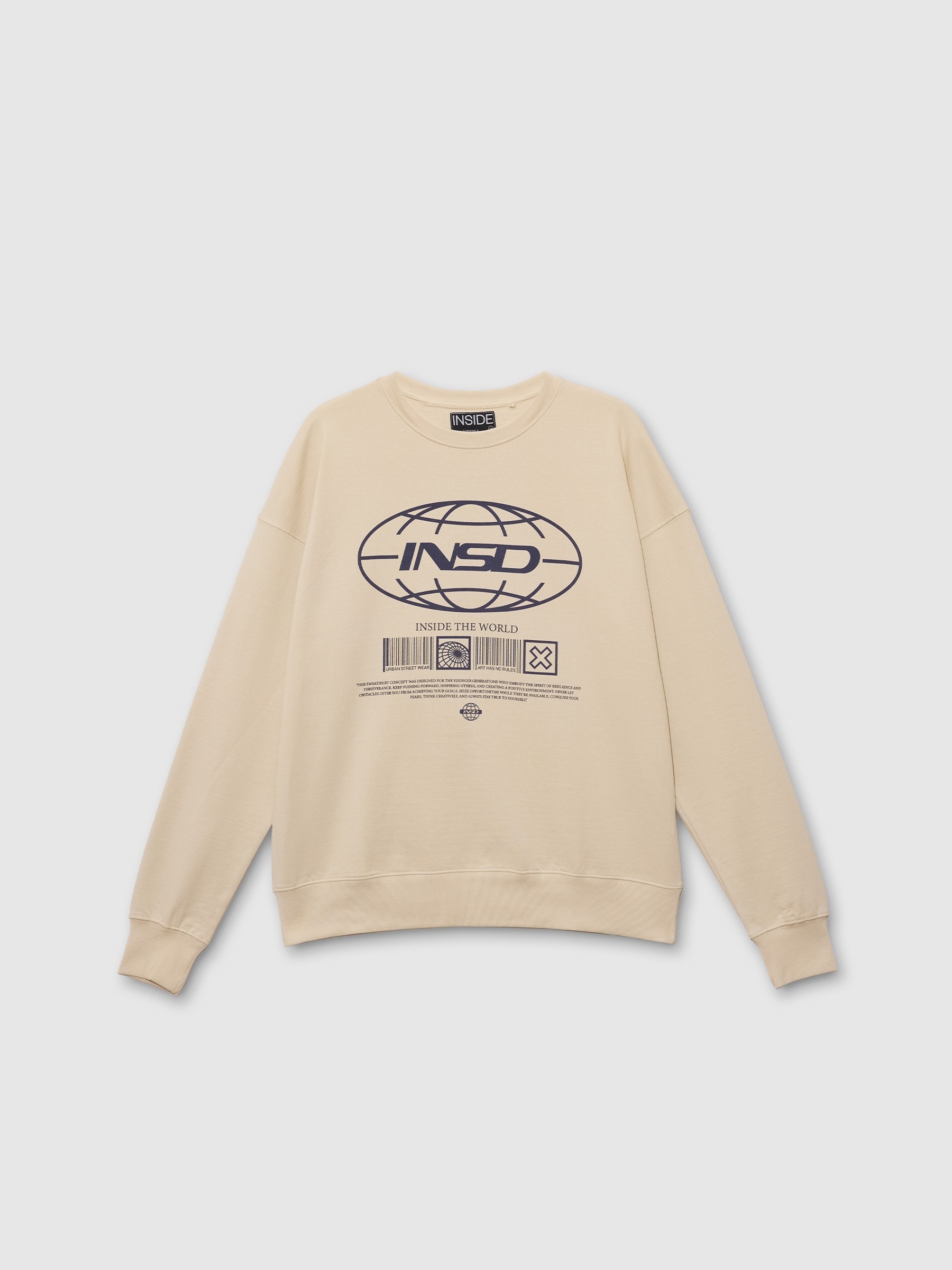 Sudadera sin capucha felpa arena vista media frontal