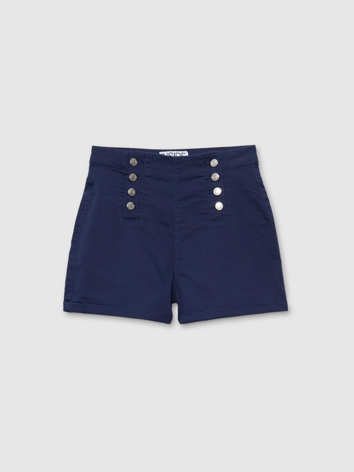  High-waisted button shorts navy front view