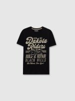 %Pto% Dakota riders short sleeve t-shirt black front view