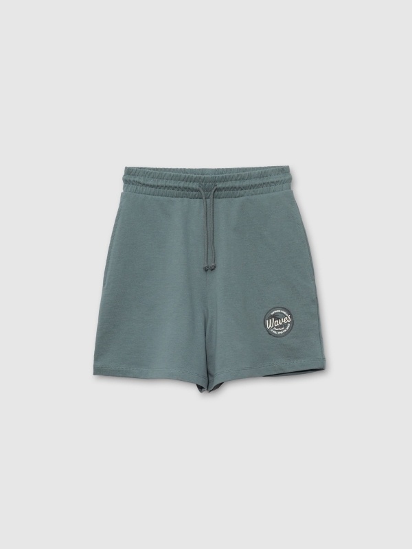  Waves fleece shorts bluish gray front view