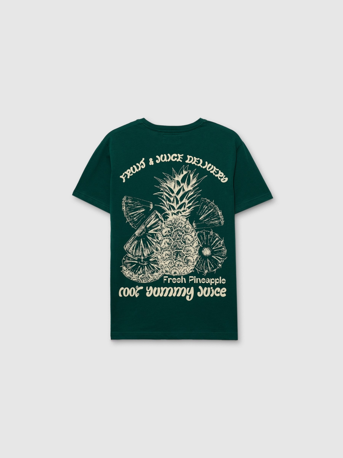 Short sleeve Pineapple t-shirt dark green back view