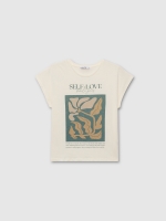 %Pto% Camiseta manga corta self-love blanco roto vista frontal