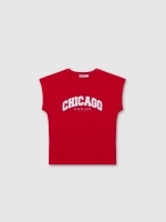 %Pto% Camiseta de manga curta Chicago carmim vista frontal