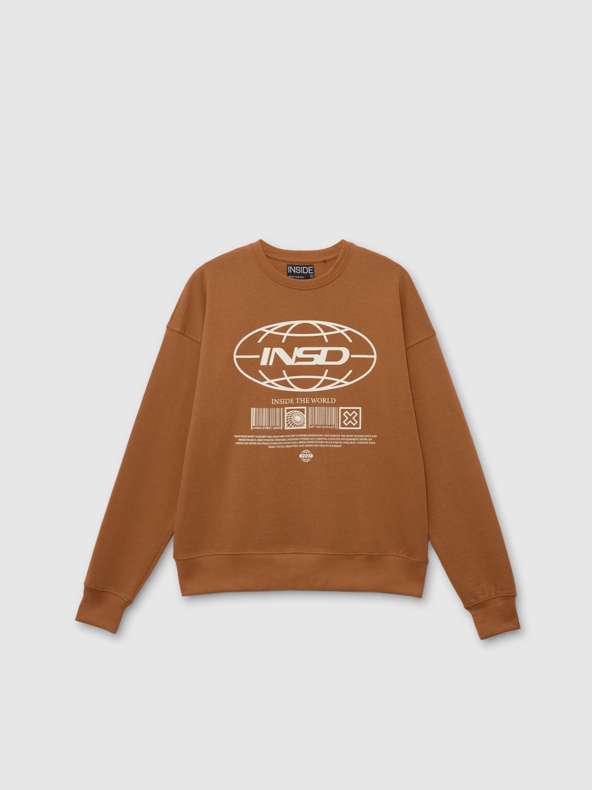  Sweatshirt without hood fleece light brown front view