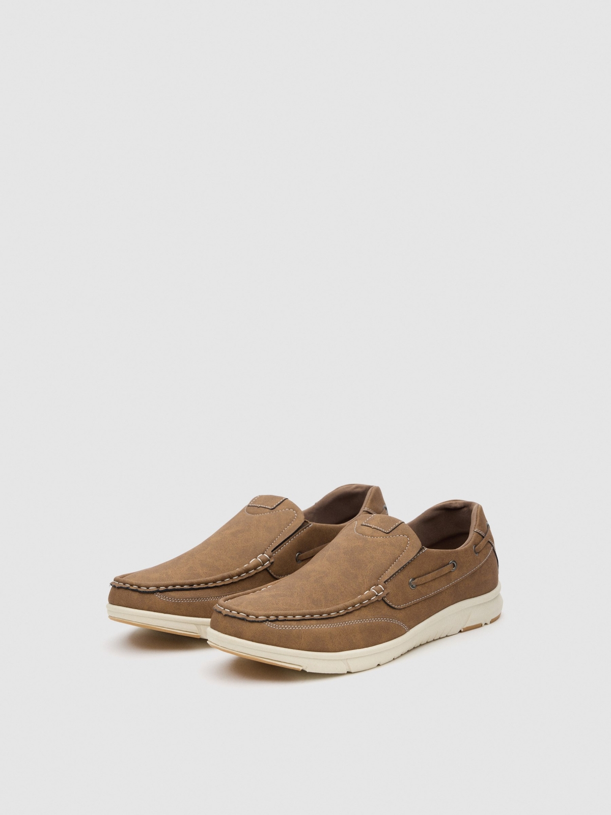 Elastic loafer shoe dark brown 45º front view