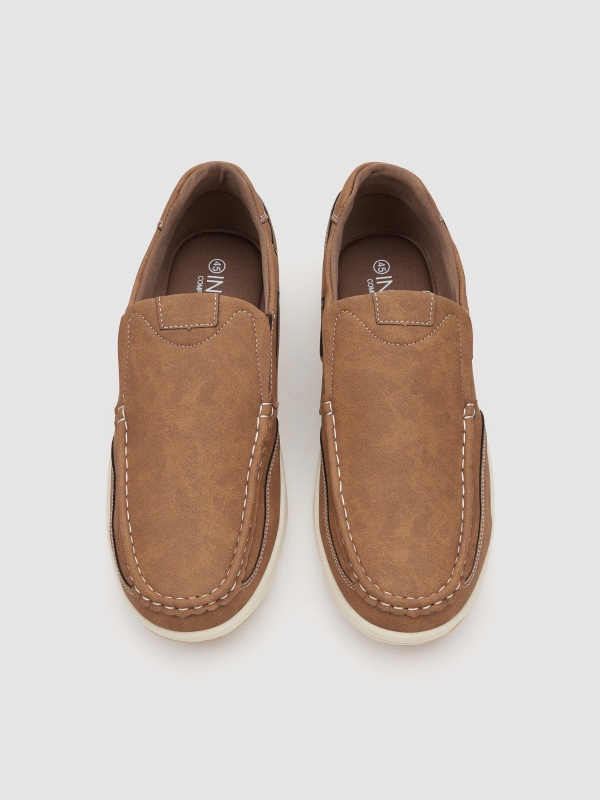 Elastic loafer shoe dark brown zenithal view