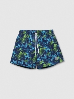 %Pto% Fato de banho floral impresso azul marinho vista frontal