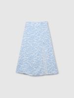 %Pto% Midi skirt seagulls light blue front view