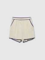 %Pto% Fluid linen contrast shorts sand front view