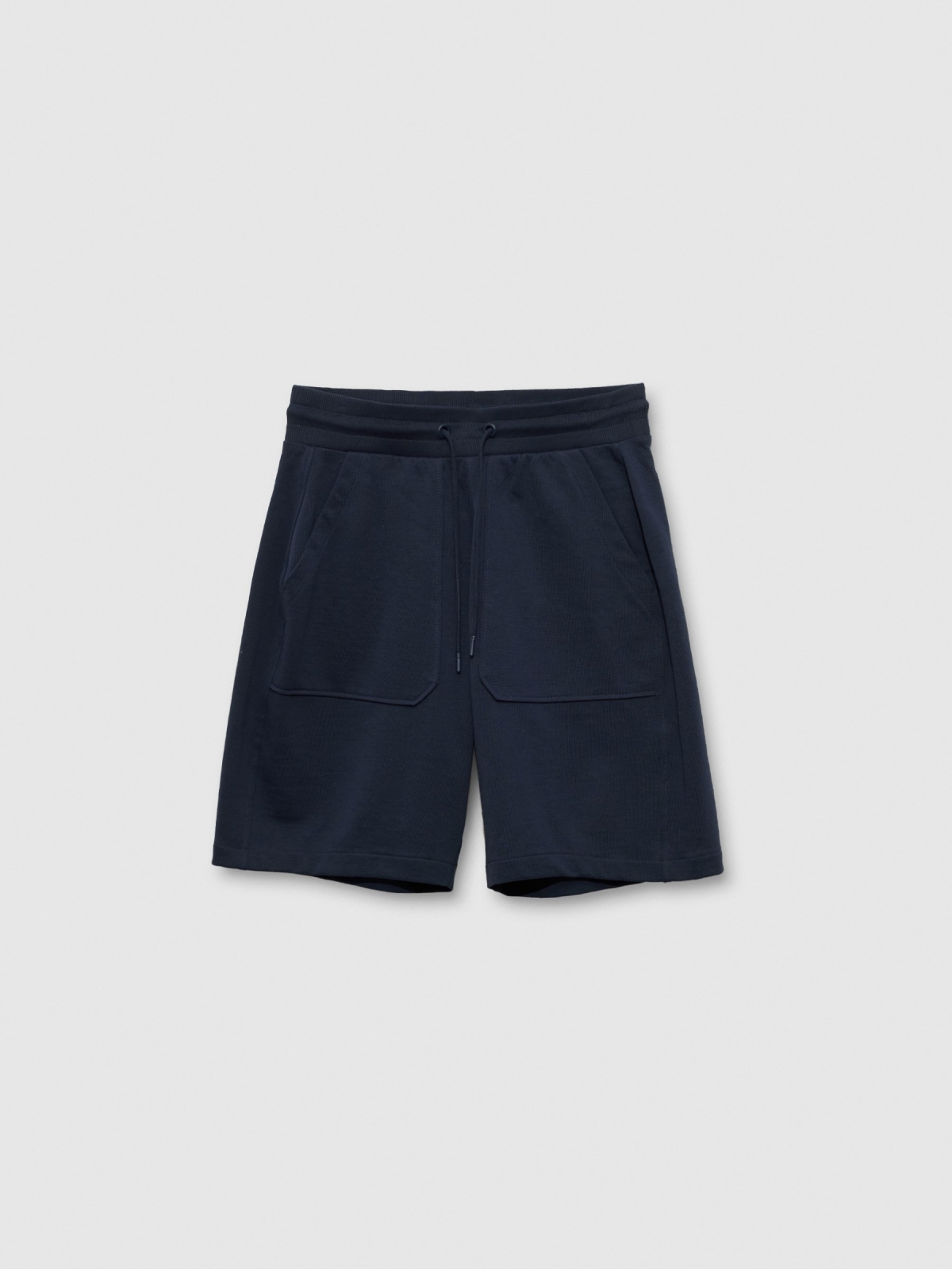  Navy blue plush bermuda shorts navy front view