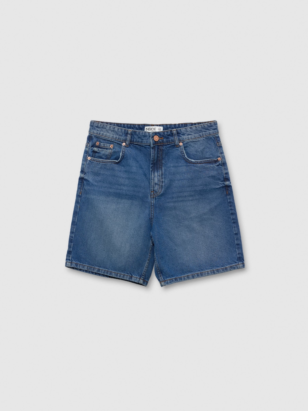  Bermudas denim straight azul vista frontal