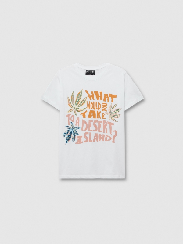  Camiseta de manga curta Desert Island branco vista frontal
