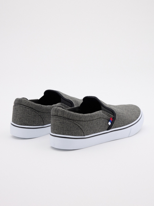 Combined canvas sneaker with elastics grey 45º back view