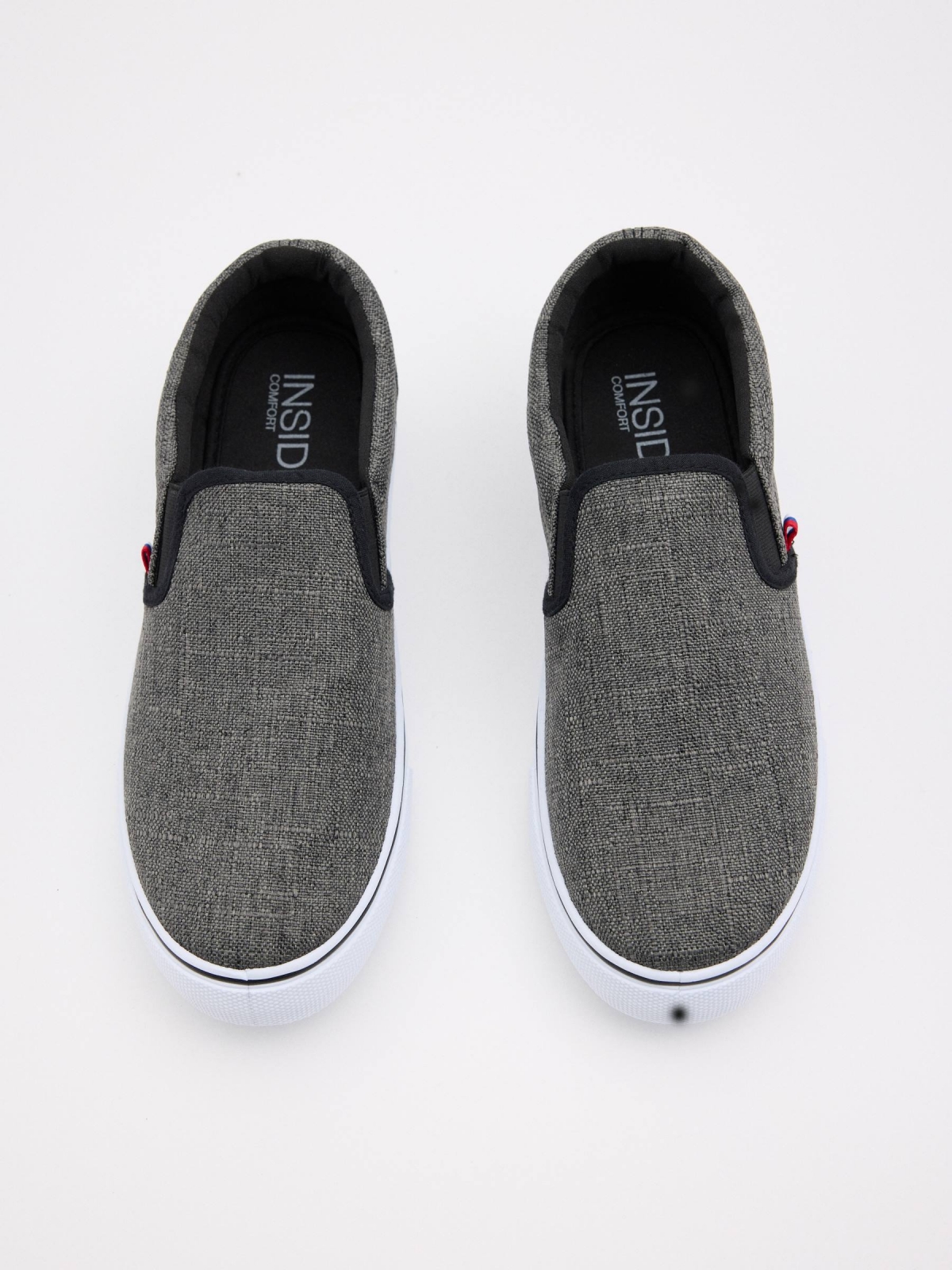 Combined canvas sneaker with elastics grey zenithal view