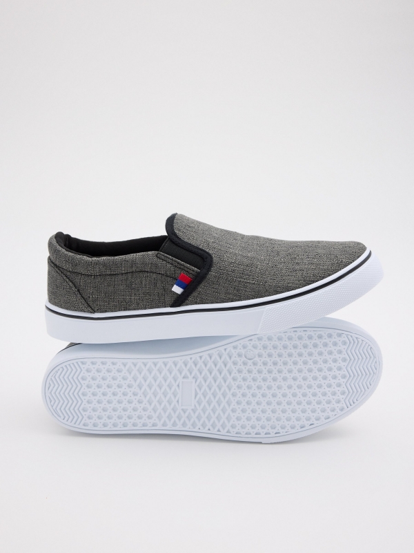 Combined canvas sneaker with elastics grey detail view