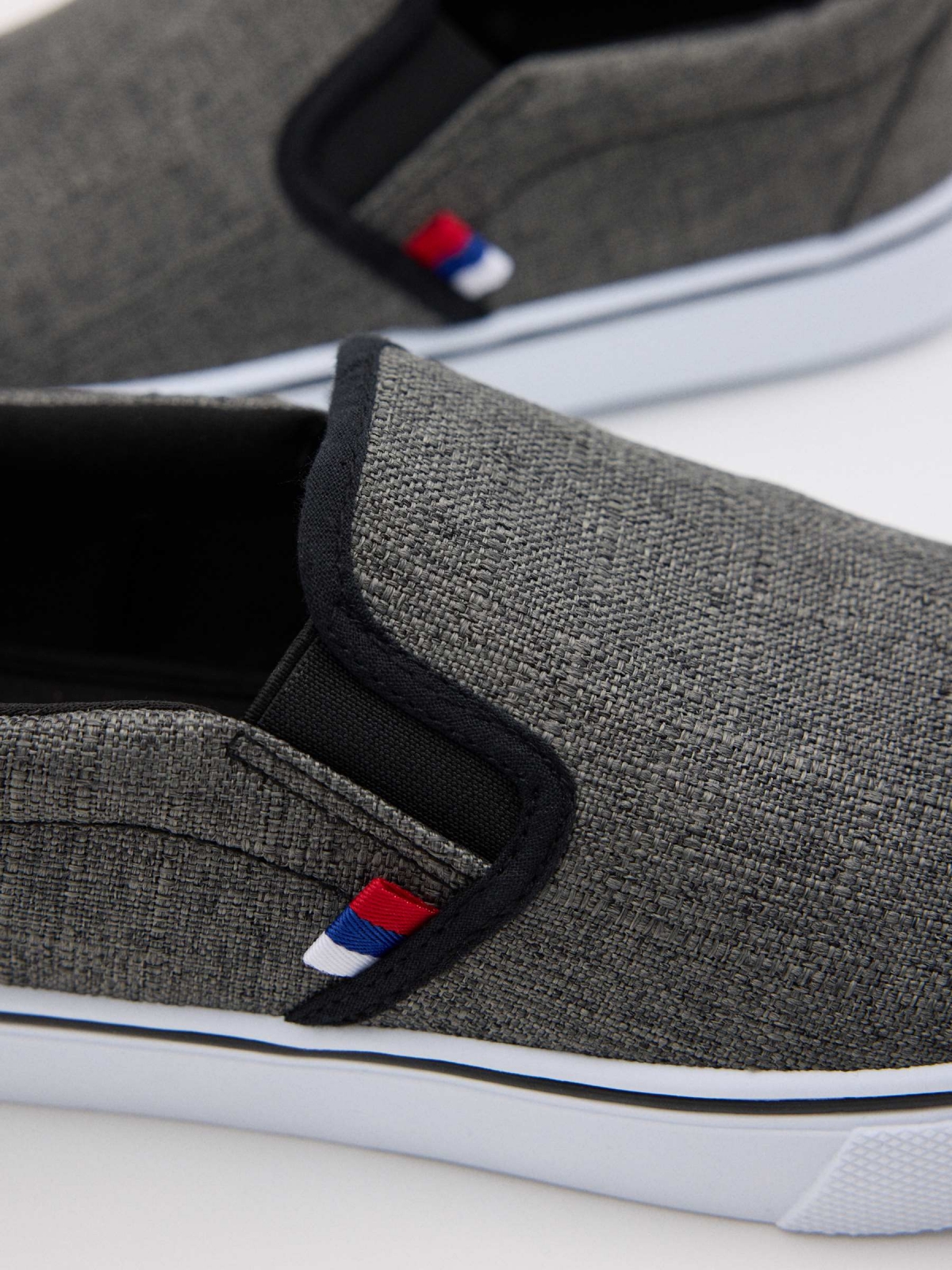 Combined canvas sneaker with elastics grey detail view