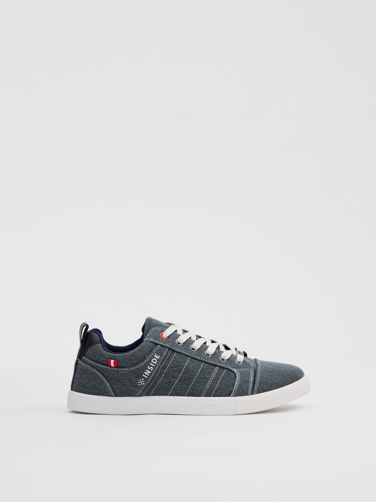 Steel blue canvas sneakers steel blue profile view