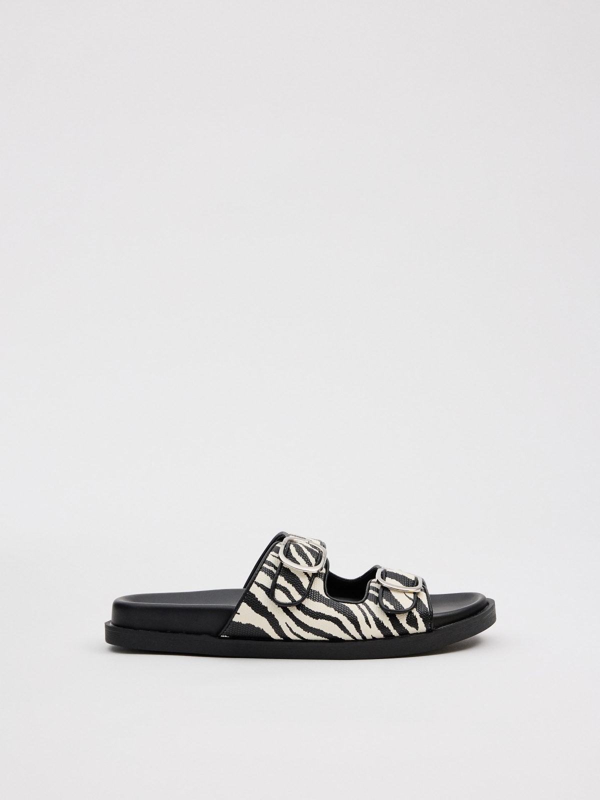 Zebra sandals black profile view