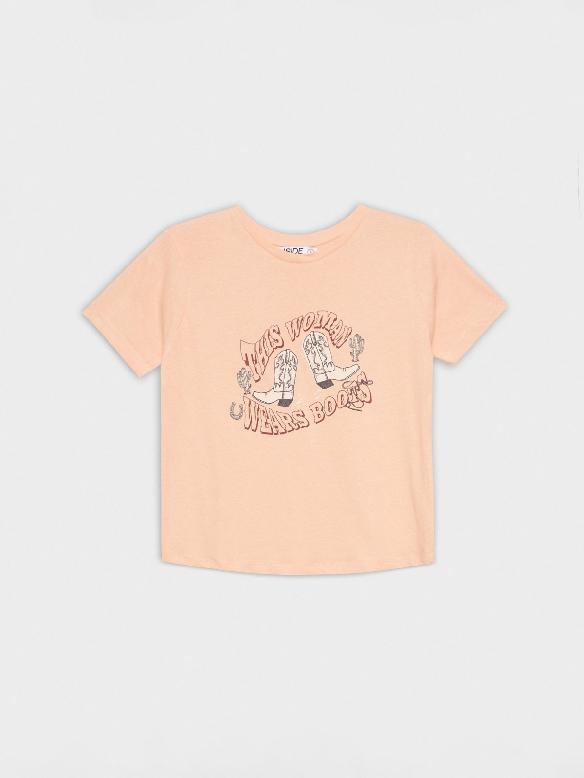  Wears Boots T-shirt peach front view