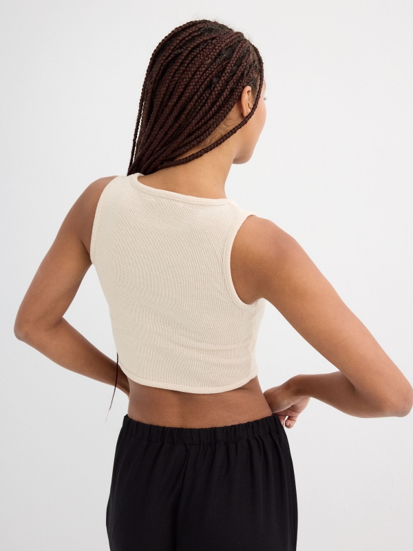 Tight lurex top beige middle back view