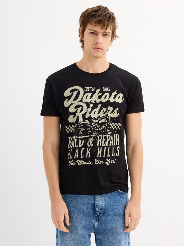 Dakota riders short sleeve t-shirt black middle front view