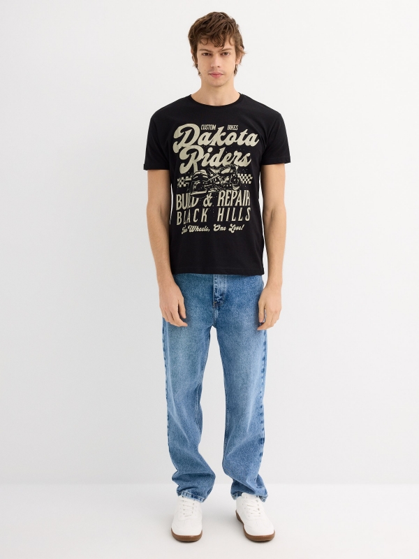 Dakota riders short sleeve t-shirt black general front view