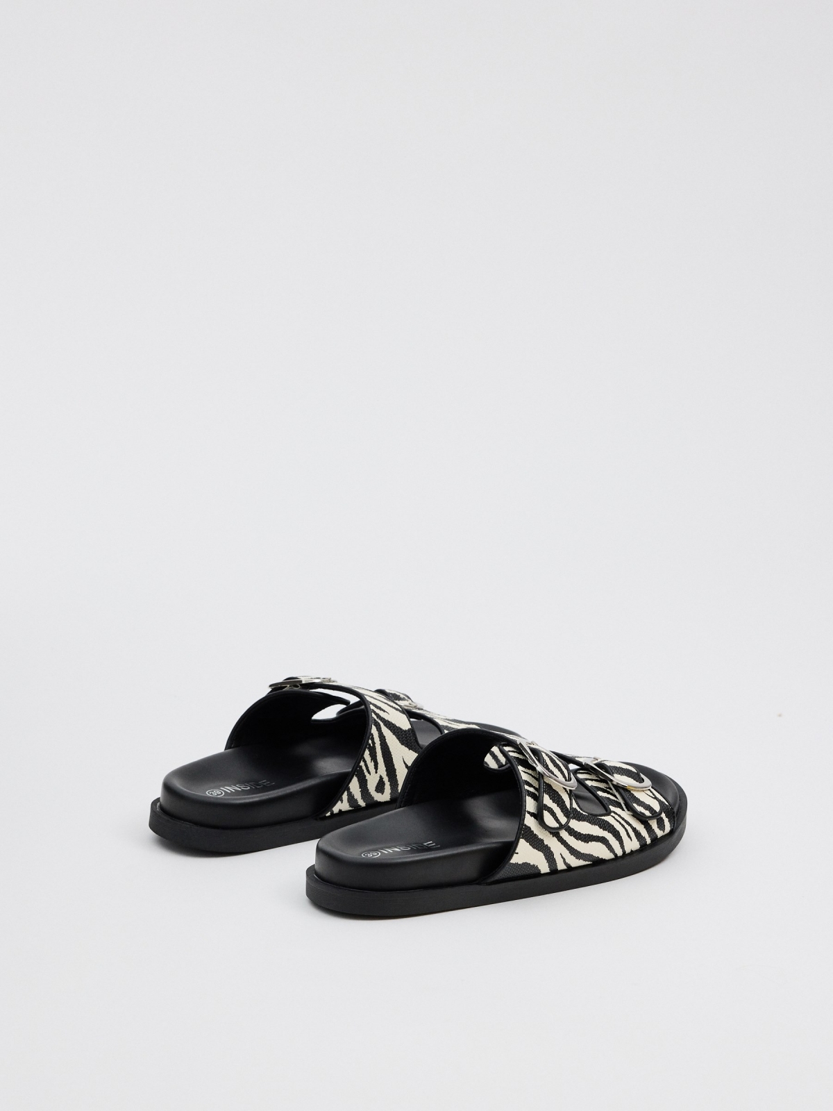 Zebra sandals black 45º back view