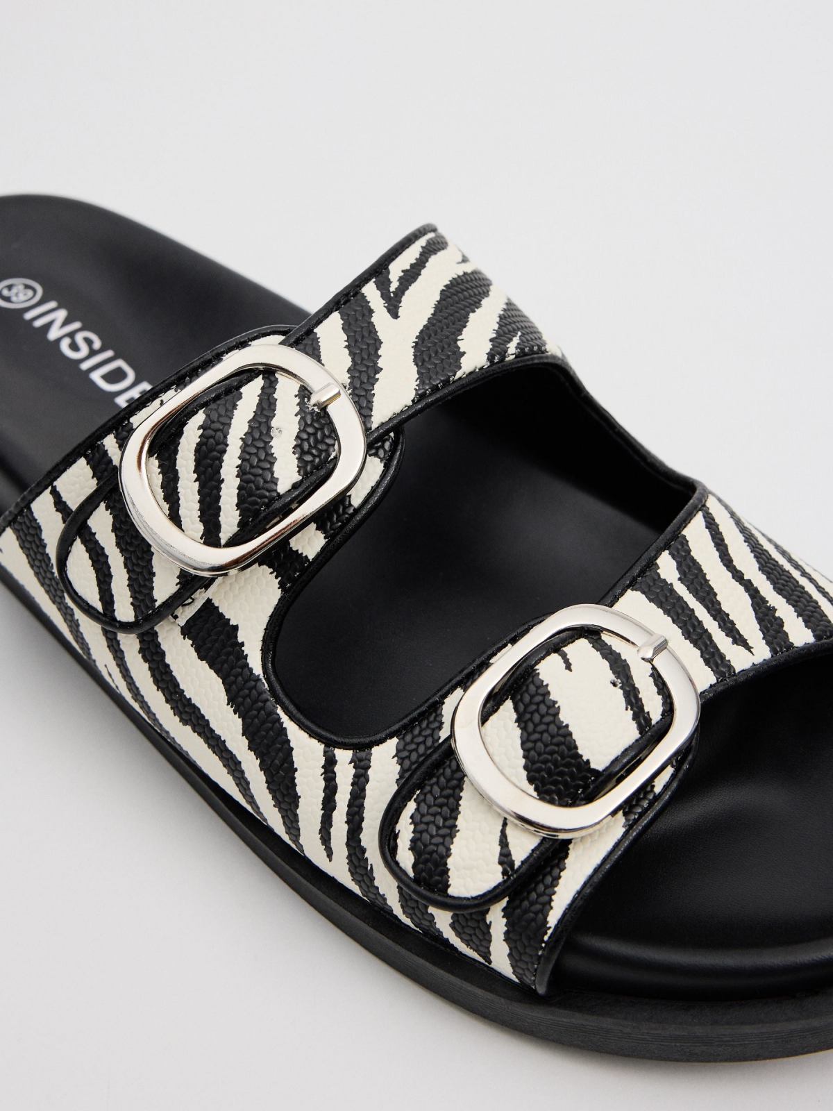 Zebra sandals black detail view