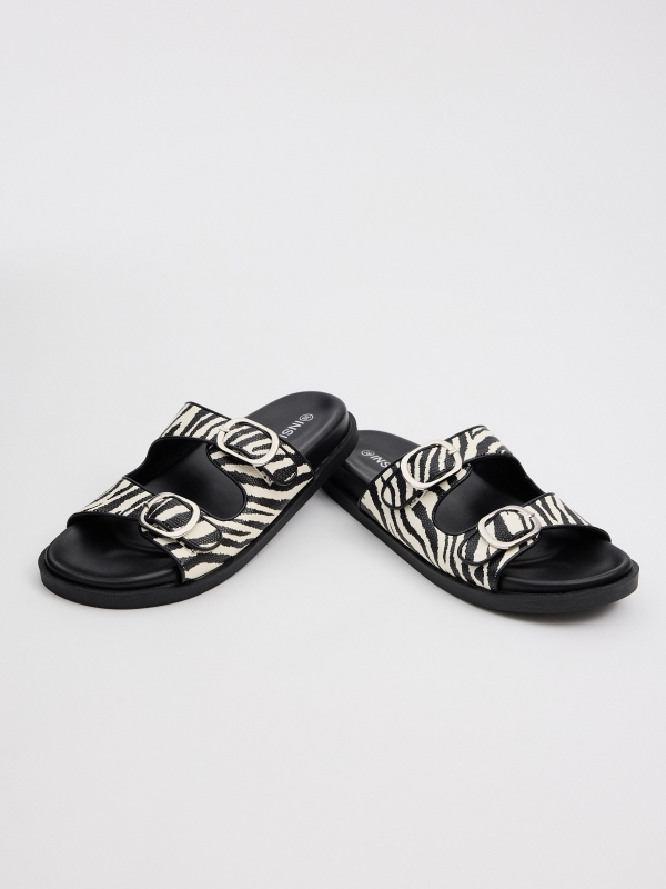 Zebra sandals black detail view