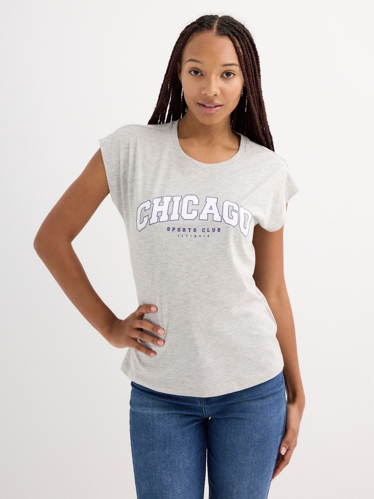 Short sleeve Chicago t-shirt medium melange middle front view