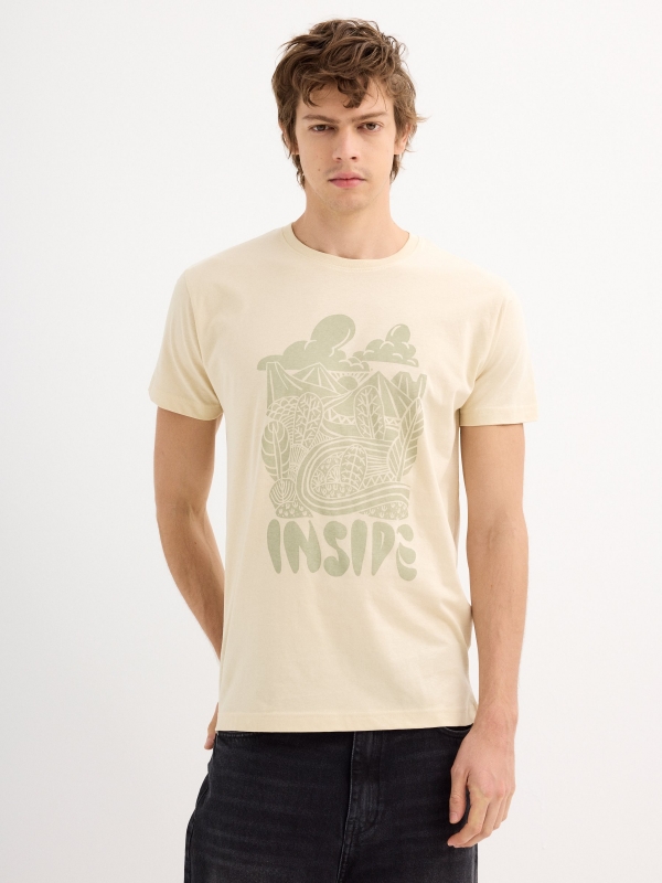 Short sleeve Nature t-shirt sand middle front view