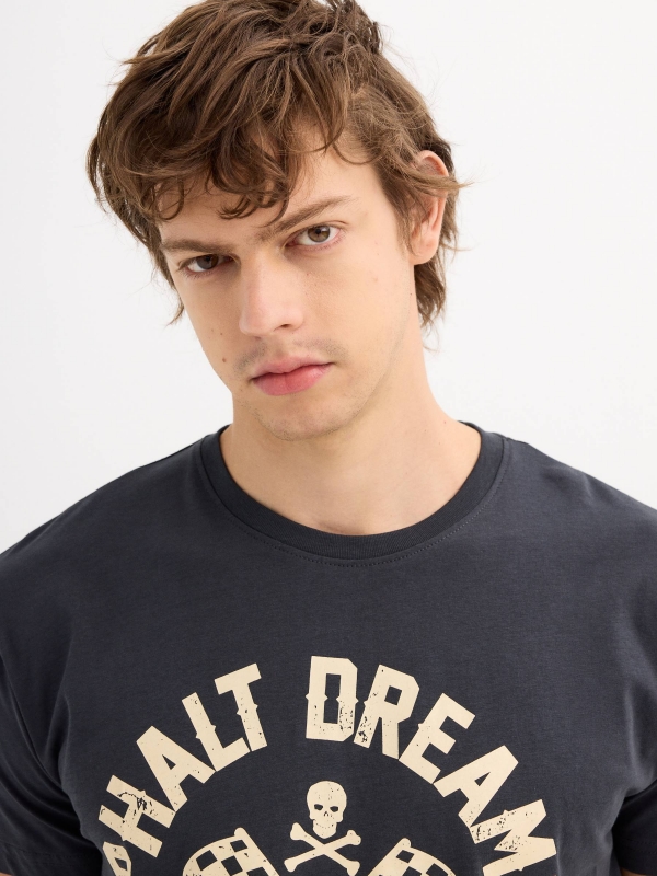Short sleeve t-shirt Asphalt dreamers dark grey detail view