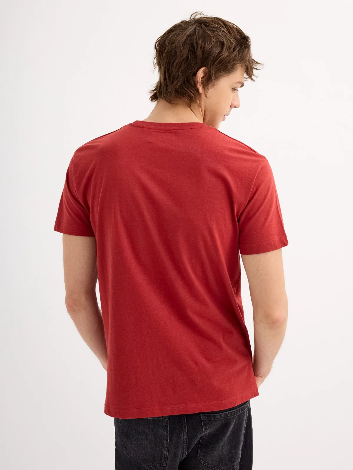 Short sleeve t-shirt Collect moments brick red middle back view
